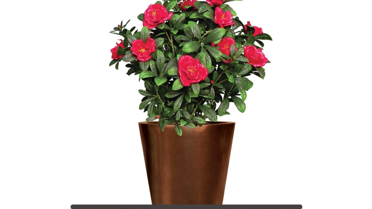 Potted Azalea Artificial Plant - Faux Flower Indoor | Commercial Silk